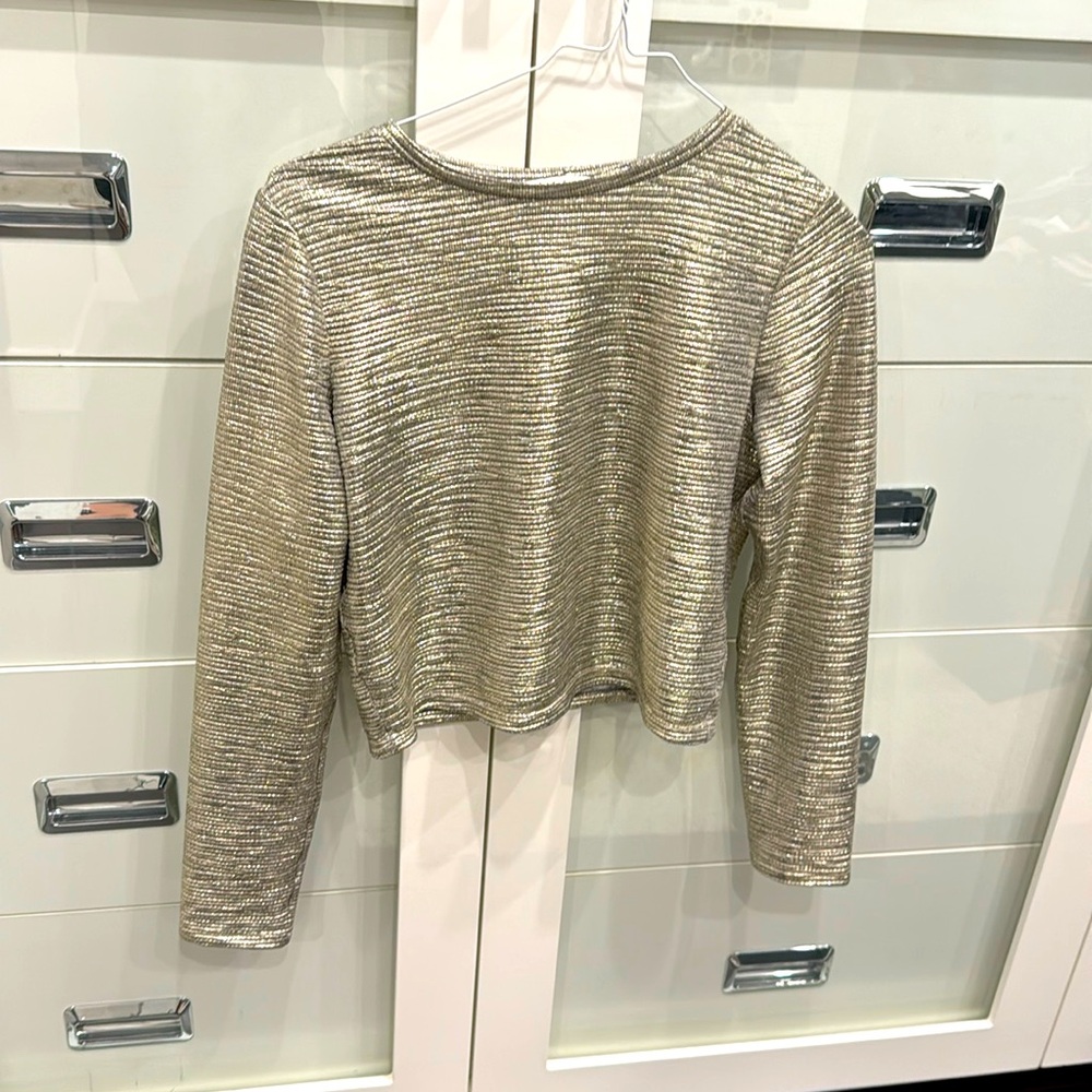 Metallic lightweight, long sleeve Alice and Olivia top ￼